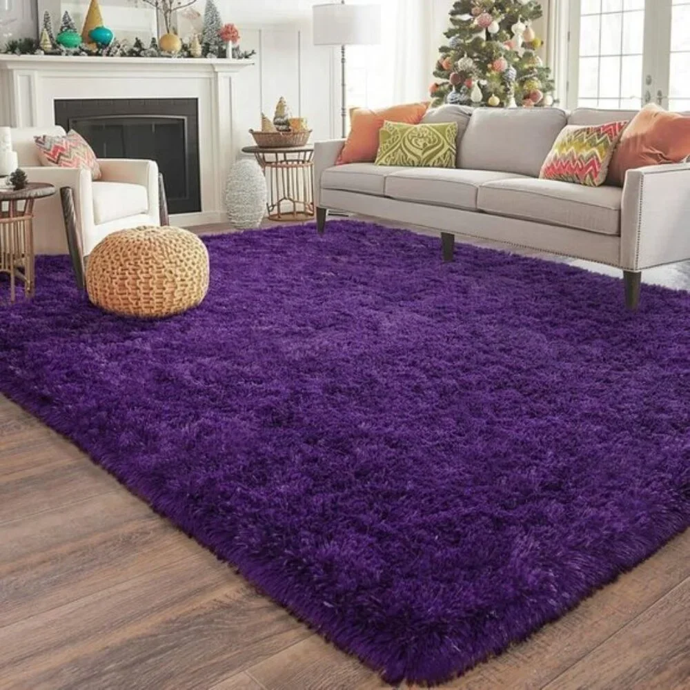 New 8x10 Purple Shag Rug, Ultra Soft Fluffy Non-Slip Carpet for Home, Room Decor